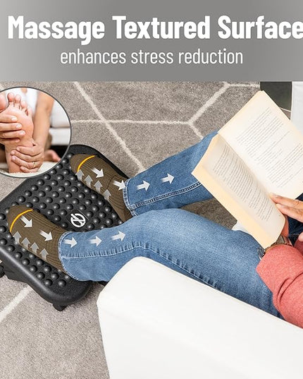 Mind Reader Foot Rest, Under Desk at Work, Ergonomic, Height Adjustable, Office, Plastic, 17"L x 13"W x 6.25"H, Black