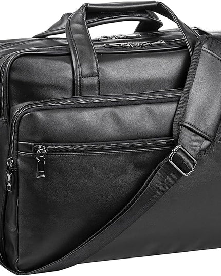 seyfocnia Leather Laptop Bag, Men's 15.6 Inche 17.3 Inche Messenger Briefcase Business Satchel Computer Handbag Shoulder Bag