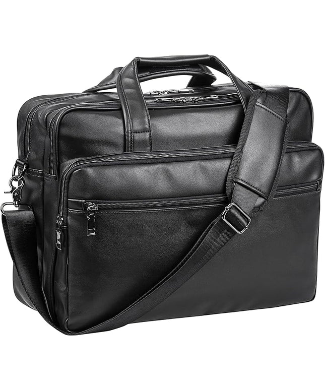 seyfocnia Leather Laptop Bag, Men's 15.6 Inche 17.3 Inche Messenger Briefcase Business Satchel Computer Handbag Shoulder Bag