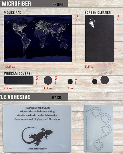 Adhesive Mouse Pad - Peel and Sticks to Any Surface - Travel Mouse Pad, Sticky for Any Surface - Excellent Tracking - Earth Night MAP