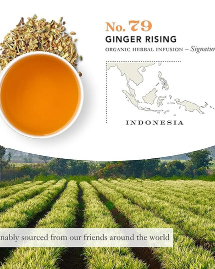 Steven Smith Teamaker Ginger Rising No. 79, Organic Ginger, Lemon, Herbal Tea Blend, Caffeine-Free, Sugar-Free, Sustainably Grown, Tea Bags, 15 Sachets, 1.48oz each