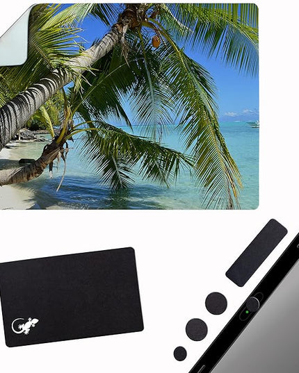 Adhesive Mouse Pad - Peel and Sticks to Any Surface - Travel Mouse Pad, Sticky for Any Surface - Excellent Tracking - Beach Palms in The Sand