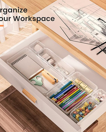 A-LuGei 【Military Grade】 Drawer Organizer, 【𝟱𝗦𝗶𝘇𝗲】 Makeup organizer, 【Holds 177 Items】 Bathroom Organizers and Storage, Organization and Storage, Desk Drawer Organizer for Bathroom Vanity