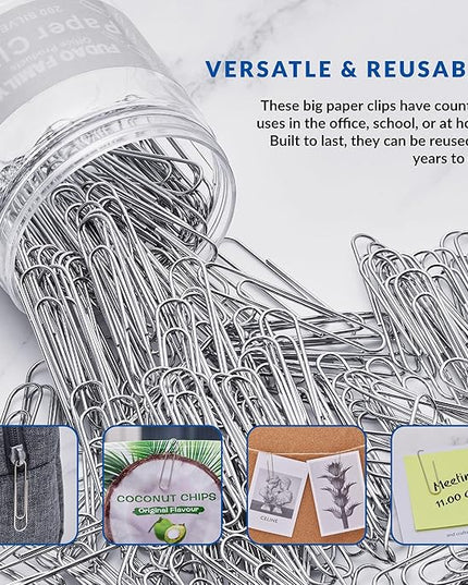 Jumbo Paper Clips, 2 Inch Paper Clip, 200 pcs Large Paperclips