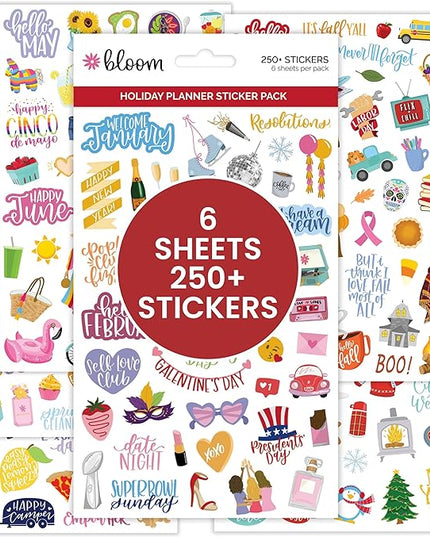 Bloom Daily Planners New Holiday Seasonal Planner Sticker Sheets - Seasonal Sticker Pack - Over 250 Stickers Per Pack!