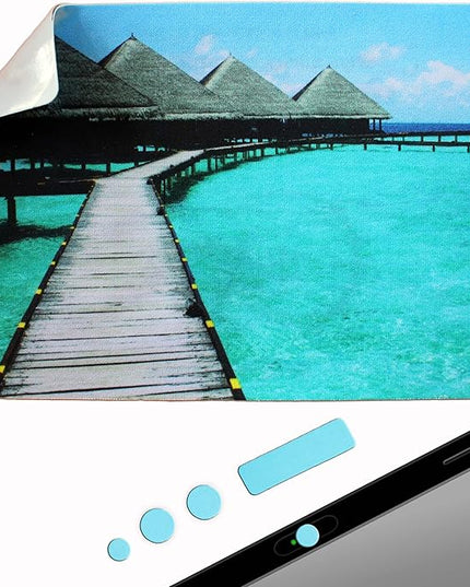 Peel and Stick Mouse Pad - Portable - Adhesive Stick on Bottom - Large Size Mouse Pads - Portable (XL - Beach)