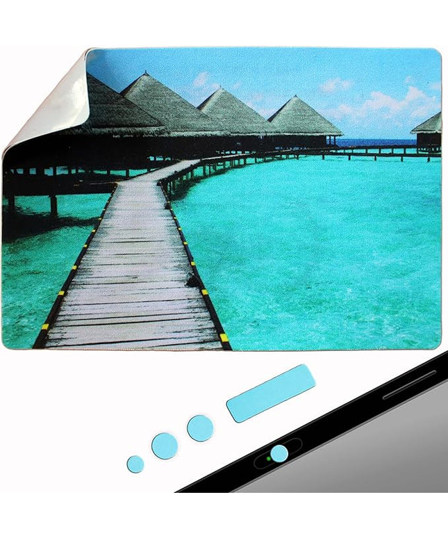 Peel and Stick Mouse Pad - Portable - Adhesive Stick on Bottom - Large Size Mouse Pads - Portable (XL - Beach)