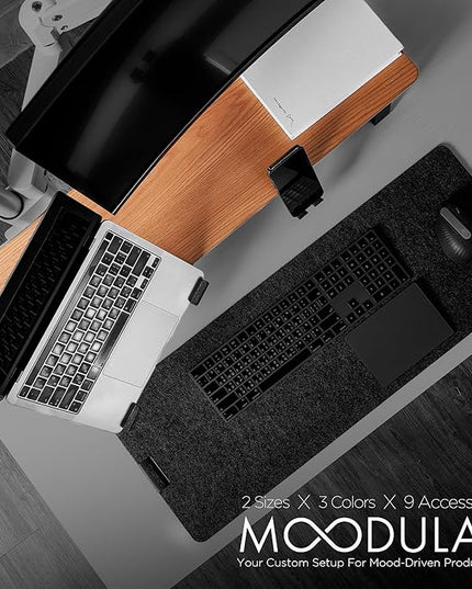 Moodular Wooden Monitor Stand 33.4” (85cm) Desk Organizer with Metal Slide Rails for Drawer, Tray, Laptop, Tablet, Phone & Headphones Customizable Riser for Organized Workspace Oak MS85-O