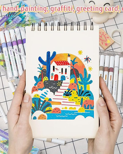 Linbsunne Paint Markers for Book Drawing, Coloring Illustrations, Ceramics, Card making, Note taking Planner,Set of 24 colors
