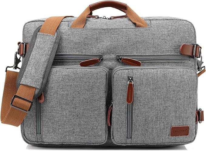 CoolBELL Convertible Backpack Messenger Shoulder bag Laptop Case Handbag Business Briefcase Multi-functional Travel Rucksack Fits 17.3 Inch Laptop For Men/Women (Grey)