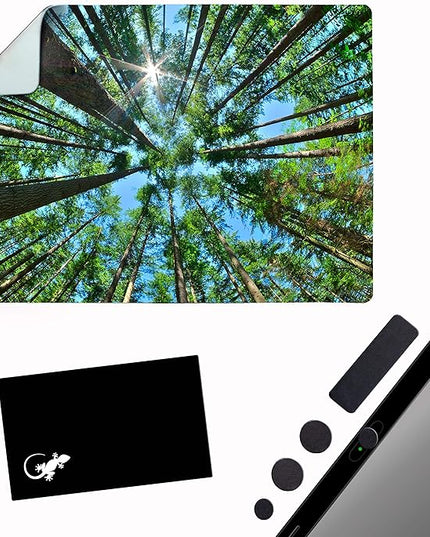 Mouse Pad Adhesive Bottom - Sticks to Any Surface - Portable - Webcam Covers and Screen Cleaner Included (Tall Trees)