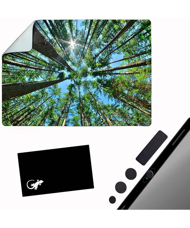 Mouse Pad Adhesive Bottom - Sticks to Any Surface - Portable - Webcam Covers and Screen Cleaner Included (Tall Trees)