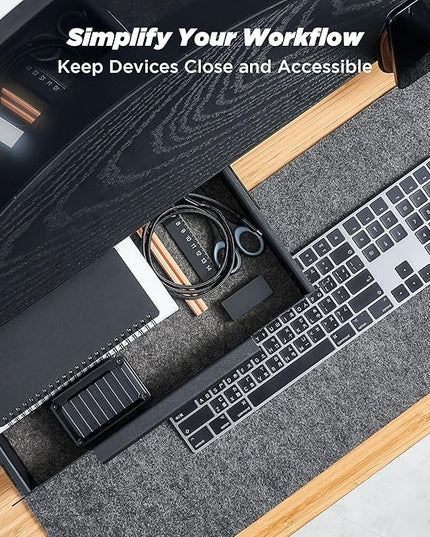 Moodular Add-ons Storage Drawer [Accessory Only - Requires Moodular Wooden Monitor Stand Slide Rails for Use] Black MSA-DR