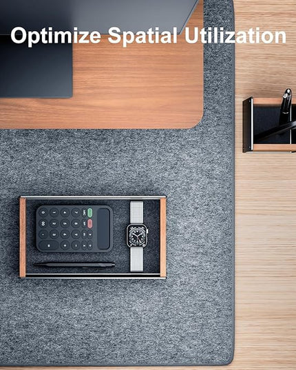 UPERGO Walnut Desk Tray with Pen Holder Set, Natural Wooden Desk Drawer Organizer Office, Organizer Tray for Keys, Pen, Watch