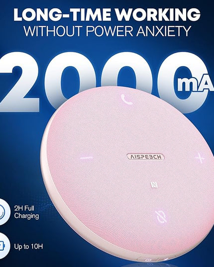 M4 Bluetooth Speakerphone Conference Speaker and Microphone with AI Noise Reduction GPT Transcription Speakers for Computer Desktop 360° Voice Pickup at Home Office for Teams/Zoom, Pink