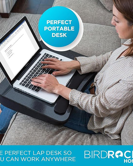 SOFIA + SAM Lap Desk w/Memory Foam Cushion - Large Surface for Crafts, Reading - for Laptops up to 17 inches - Cushioned Tray for Computer, Keyboard, Mouse, Bed, Couch, Chair, Padded Pillow - Black