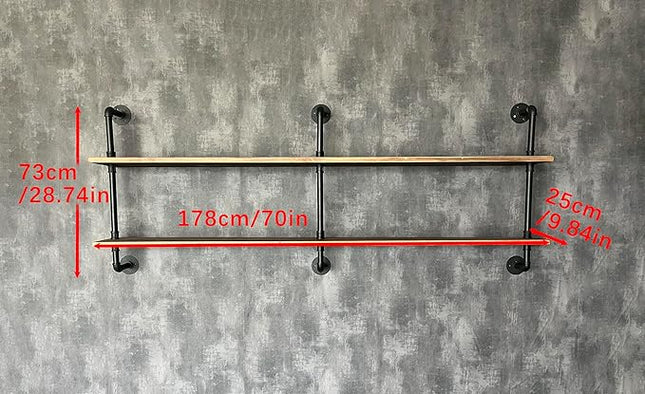Floating Shelves Wall Bookshelf Industrial Pipe Shelving Shelves Real Wood Planks 70 inch Rustic Wall Shelves Hanging Bookshelves Farmhouse Kitchen Bar Shelving
