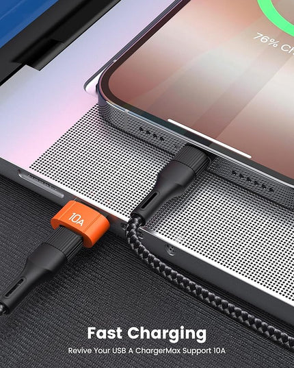 20Pack 200W USB C to USB Adapter, with Fast Charging & 480MB Data Transfer, USB C Converter for Apple Watch Ultra iWatch Series 8 7,iPhone 16 15 Plus Pro Max,Orange