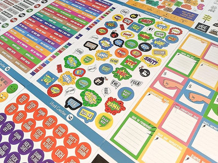 Vladi Creative Rude & Humorous Planner Stickers - 660pcs, 12 Sheets, Funny Adult Curse, Meme & Rude Stickers for Planners, Journals & Organizers, Hilarious & Bold Adult Humor Designs for Personal Use