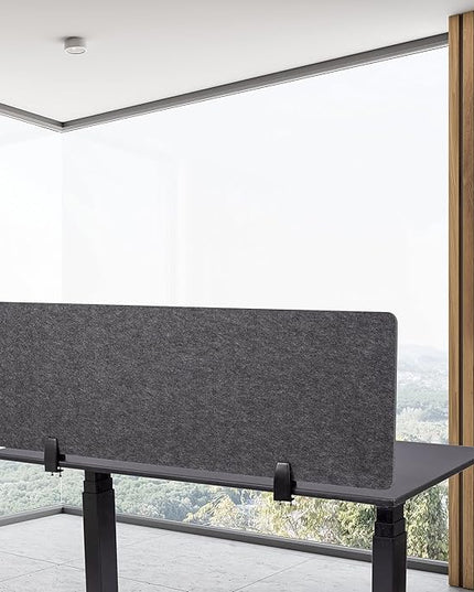 Stand Up Desk Store ReFocus Raw Clamp-On Acoustic Desk Divider Mounted Privacy Panel to Reduce Noise and Visual Distractions (Anthracite Gray, 47.25" x 16")