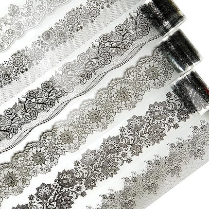 AuriicLeaf Lace Dream PET Tape Set, 6 Rolls of Elegant Floral Stickers for Scrapbooking, Journaling, DIY Crafts, and Art Supplies