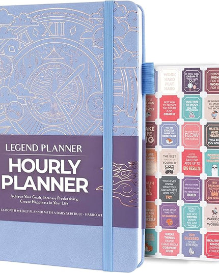 Legend Planner Hourly Schedule Edition – Deluxe Weekly & Daily Organizer with Time Slots. Time Management Appointment Book Journal for Work & Personal Life, Undated, A5 Hardcover – Periwinkle Gold