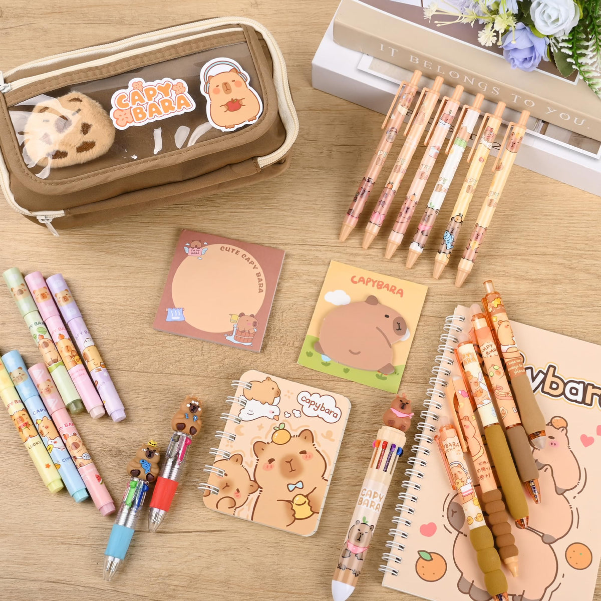 Ulema 80pcs Cute Capybara Stationery Set Birthday Capybara Gifts for Boys Girls Back to School and Classroom Rewards Kawaii School Supplies with Capibara Stuff.