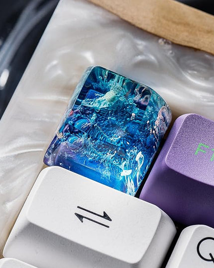 Blue Ocean Waves Artisan Keycap R1 SA Profile Custom Sea Waves Keycaps 1U ESC Handmade Gaming Resin Key Cap Cherry MX Switch Compatible Mechanical Keyboard Gift for Sea Ocean Lover