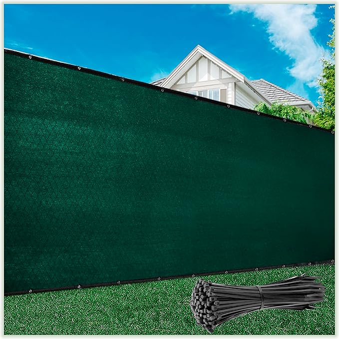 ColourTree Customized Size 6' Black and White Fence Screen Privacy Screen Heavy Duty Cable Zip Ties Included