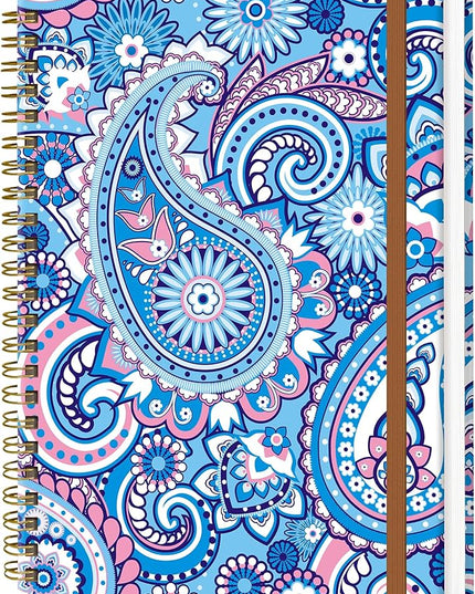 Spiral Journal Notebook for Women, Hardcover A5 College Ruled Notebook, 120 Pages, Thick Paper, Cute Lined Journal for School, Office & Work, 6 x 8.4 in(Asian Paisley)