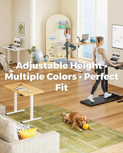One-Piece Standing Desk 40 x 24 Inches, Small Adjustable Height Desk for Small Space Electric Sit Stand Desks Home Office Computer Workstation, White