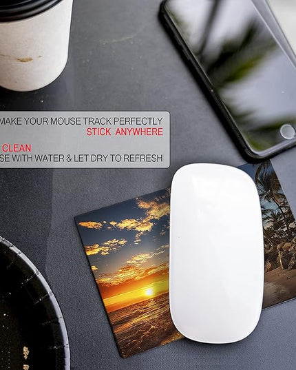 Adhesive Mouse Pad - Peel and Sticks to Any Surface - Travel Mouse Pad, Sticky for Any Surface - Excellent Tracking - Beach Soft Sand