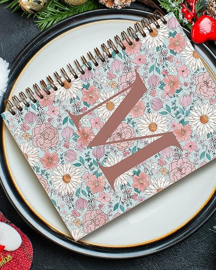 Vintage Floral Personalized Notebook, Initial Letter M Notebook Journal ,Vintage Flower Notebook for Work School Office Supplies,,Monogrammed Notebook for Women Teen Girl,Back to School Supplies 5.5 x 8.3