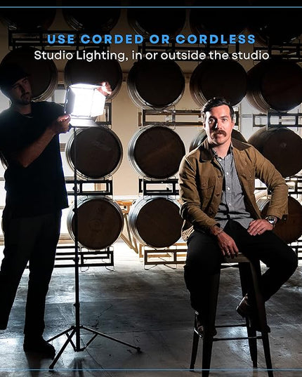 Lume Cube Studio Panel 2-Point Lighting Kit | Edge Lit LED Bicolor Light Panels 3200k - 5600k | Rechargeable Lithium Battery, Adjustable Color, Brightness, 70" Stands, Wireless Remote Included