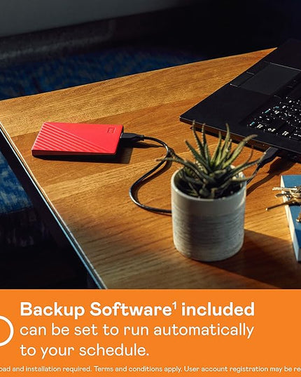 WD 2TB My Passport, Portable External Hard Drive, Red, backup software with defense against ransomware, and password protection, USB 3.1/USB 3.0 compatible - WDBYVG0020BRD-WESN