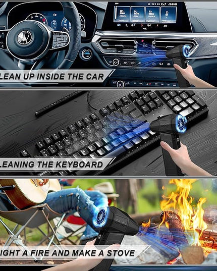 Compressed Air Duster - 180,000 RPM Electric Air Duster - with Brushless Motor, 3-Gear Adjustable Air Duster - for Keyboard, PC, Car, Air Bed, and Home Cleaning (X11-Black)