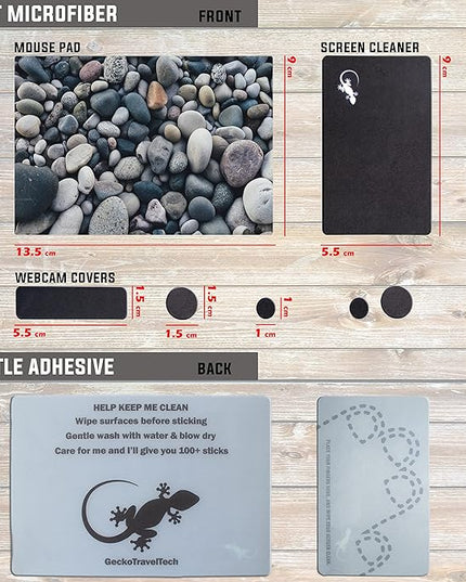 Adhesive Mouse Pad - Peel and Sticks to Any Surface - Travel Mouse Pad, Sticky for Any Surface - Excellent Tracking - River Rocks