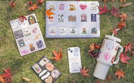 300 PCS Book Stickers for Kindle, Bookish Sticker Pack Reading Glitter Waterproof Vinyl Decals for Laptop, Ebook Readers, Water Bottles, Phone, Journal, Scrapbook, No Repeats (Holographic)