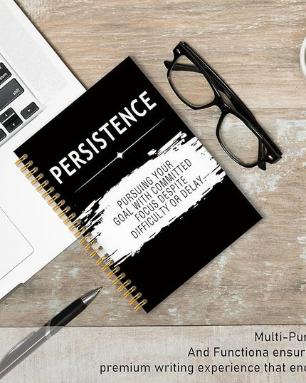 Persistence Quotes Notebook Journal, Inspirational Office Notebooks for Work, Motivational Gifts for Women Men, Gifts for Office Coworkers, Hardcover Spiral Notebook 5.5x8.3