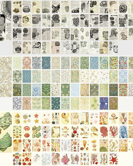 9 Sets 450 Sheets Washi Stickers for Journaling, Plants Fruit Flowers Butterfly Shell Boho Stickers Vintage Aesthetic Scrapbook Sticker for Bullet Journal Art Diary Card Craft Gifts Planner Notebook