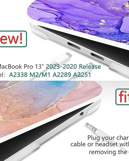 DONGKE Compatible with MacBook Pro 13 inch Case 2024 2023-2020 Release A2338 M2/M1 A2251 A2289 with Retina Display & Touch ID, Plastic Hard Shell & Keyboard Cover & Screen Film - Fluid Art X255