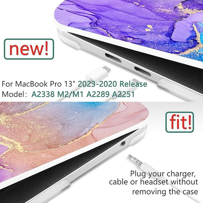 DONGKE Compatible with MacBook Pro 13 inch Case 2024 2023-2020 Release A2338 M2/M1 A2251 A2289 with Retina Display & Touch ID, Plastic Hard Shell & Keyboard Cover & Screen Film - Fluid Art X255