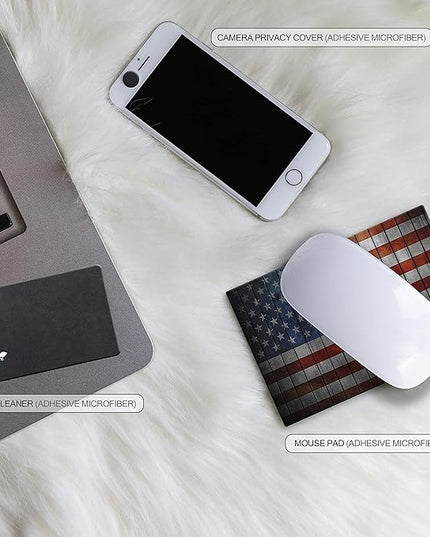 Adhesive Mouse Pad - Peel and Sticks to Any Surface - Travel Mouse Pad, Sticky for Any Surface - Excellent Tracking - USA Flag Wooden