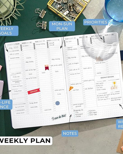 Clever Fox Planner Schedule – Undated Weekly & Monthly Life Planner with Time Slots, Appointment Book & Daily Organizer, A5 (Dark Blue)