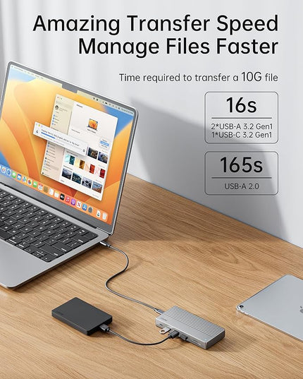 USB C Docking Station 3 Monitors,11 in 1 Laptop Docking Station Dual Monitor with Dual HDMI 4K@60hz+DP 4k@60Hz+Ethernet+3USB+1USB C+PD+SD/TF,USB C Hub Multiport Adapter for Dell/HP/Surface/Lenovo
