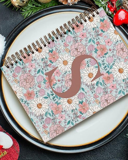 Vintage Floral Personalized Notebook, Initial Letter S Notebook Journal ,Vintage Flower Notebook for Work School Office Supplies,,Monogrammed Notebook for Women Teen Girl,Back to School Supplies 5.5 x 8.3