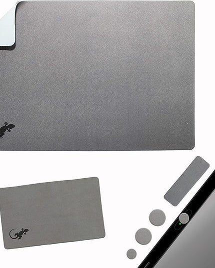 Mouse Pad Adhesive Bottom - Sticks to Any Surface - Portable - Webcam Covers and Screen Cleaner Included (Gray)