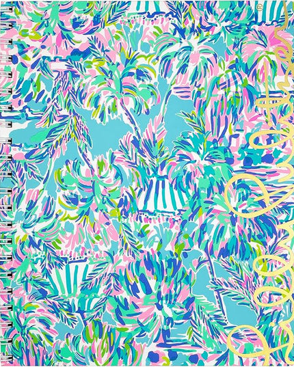 Lilly Pulitzer Large Blue Hardcover Spiral Notebook, 11" x 9.5" with 160 College Ruled Pages, Cabana Cocktail