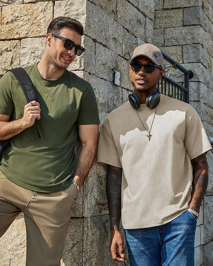 COOFANDY Men's Cotton T-Shirts Oversized Shirt Short Sleeves Streetwear Loose Fit Summer Tee Tops Washed Basic Unisex Shirts