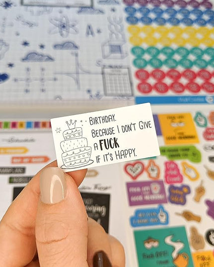 Vladi Creative Rude & Humorous Planner Stickers - 660pcs, 12 Sheets, Funny Adult Curse, Meme & Rude Stickers for Planners, Journals & Organizers, Hilarious & Bold Adult Humor Designs for Personal Use